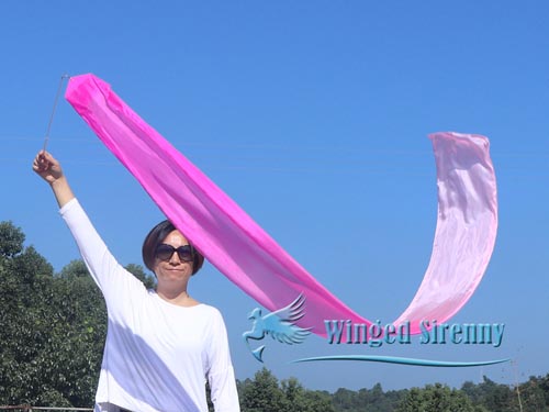 1pc 2.5m*30cm pink fading silk dance streamer - Click Image to Close
